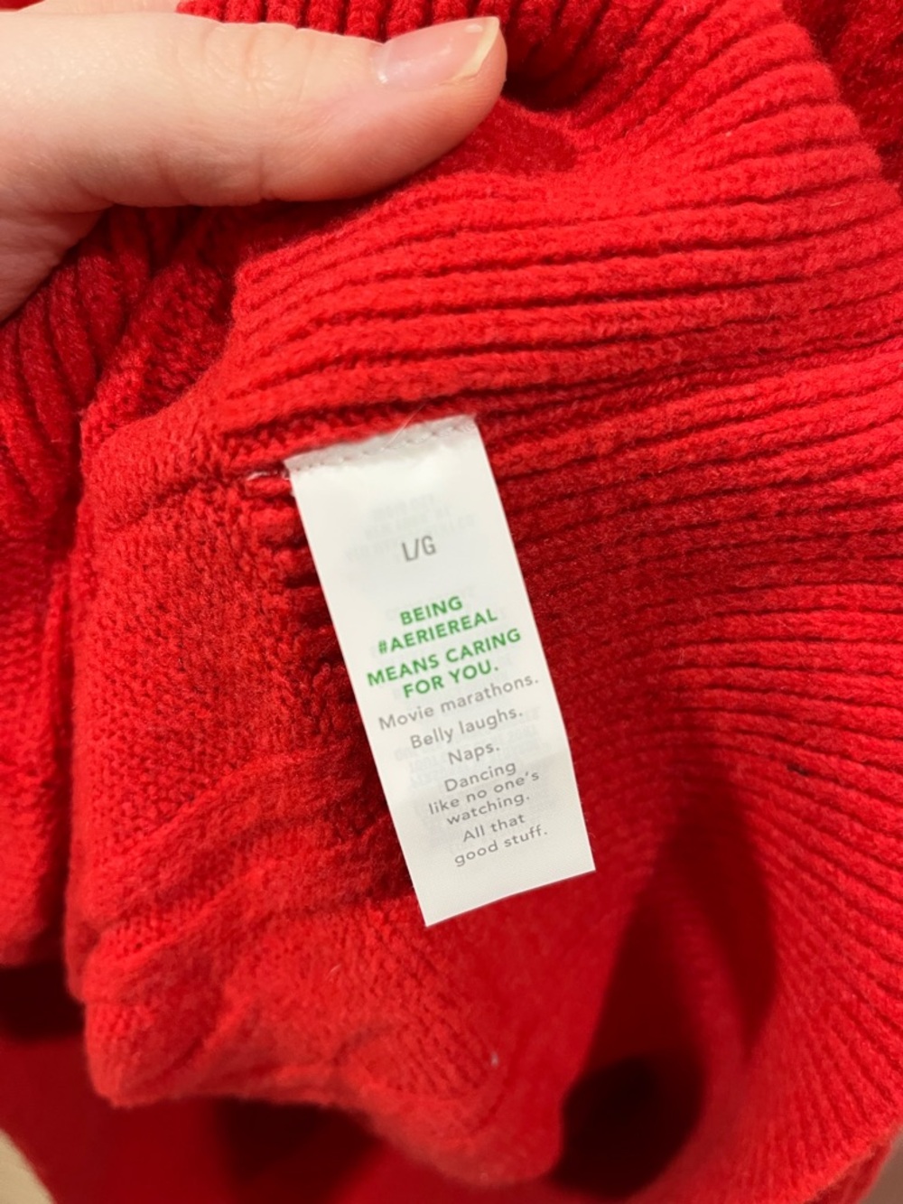 aerie Red Cable-Knit Crewneck Sweater - Picture 3 of 3